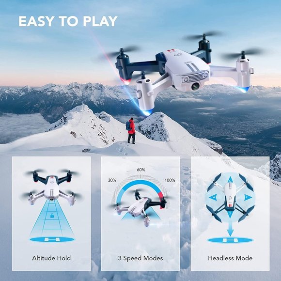 V15-1080P Wifi FPV Drone with 1080P HD Camera, Headless Mode/3D Flips, RC Quadco